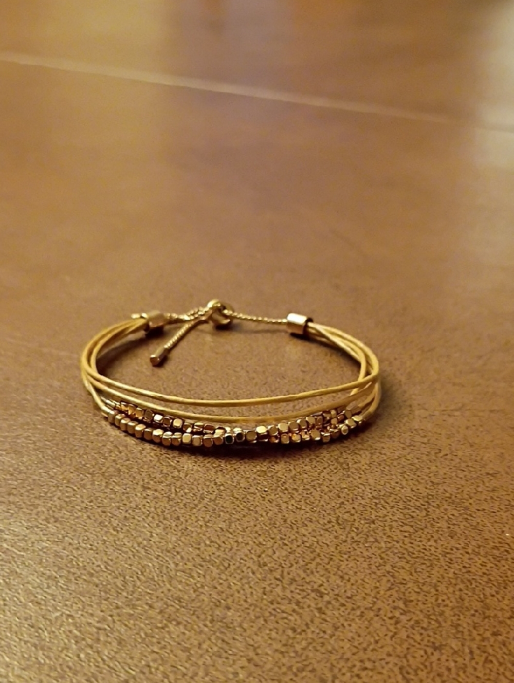 Fossil Gold Multi-Strand Beaded Wrap Bracelet